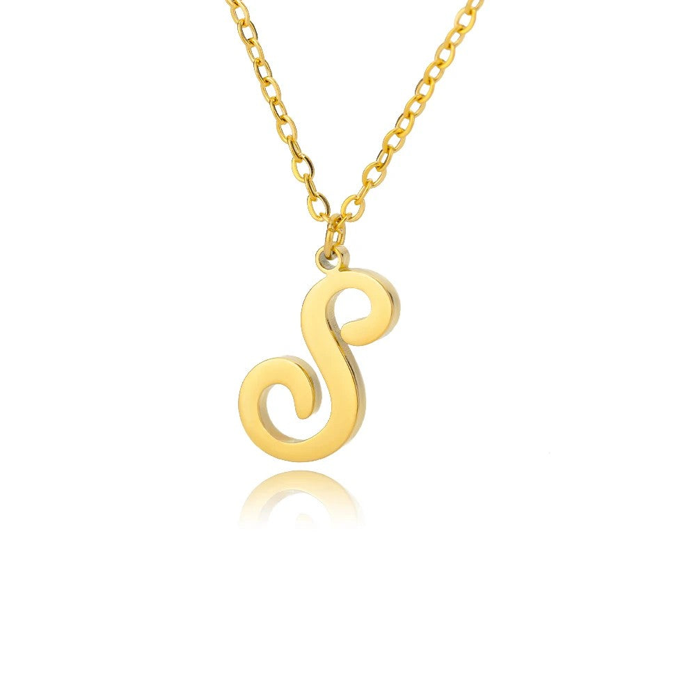 Script Letter Initial Necklace