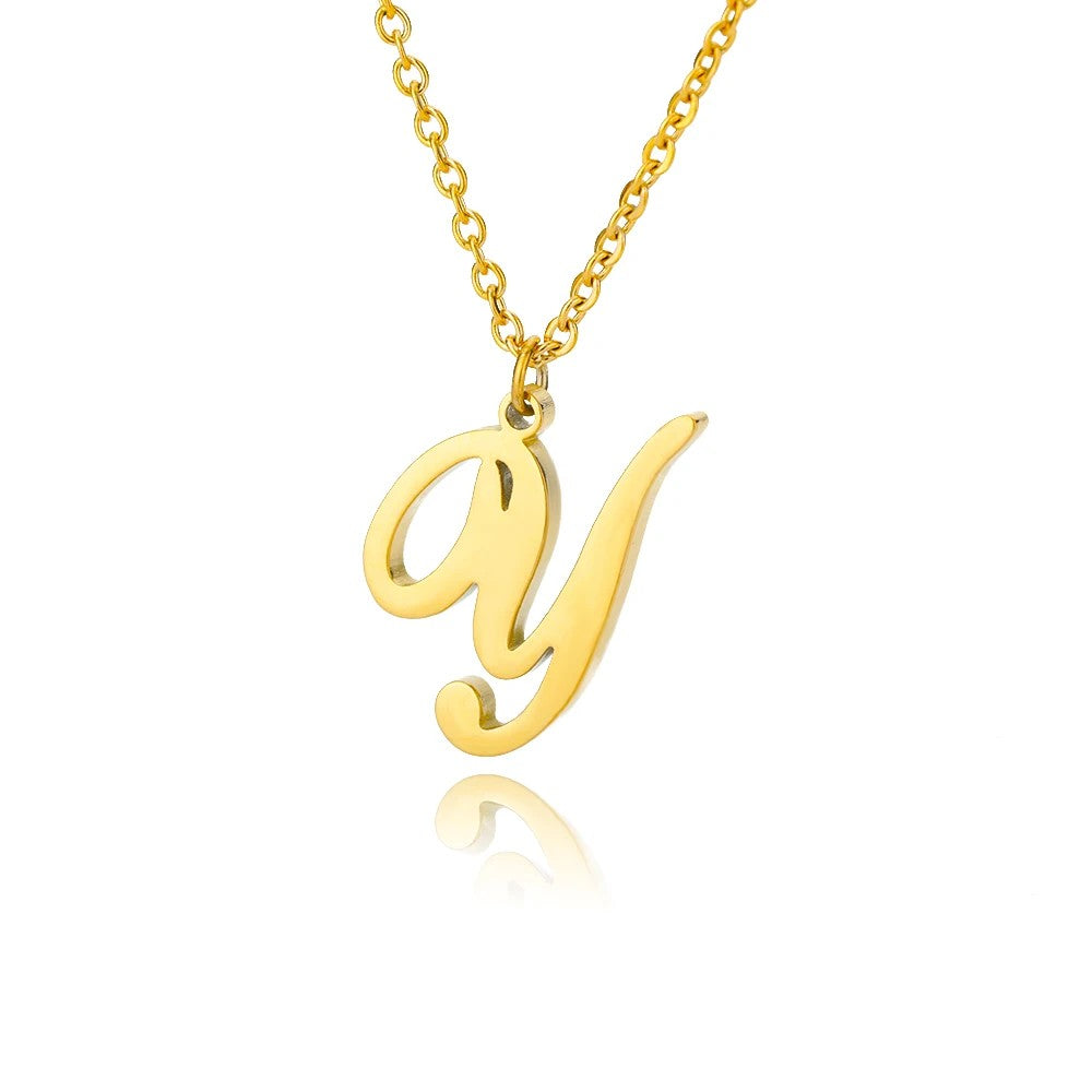 Script Letter Initial Necklace