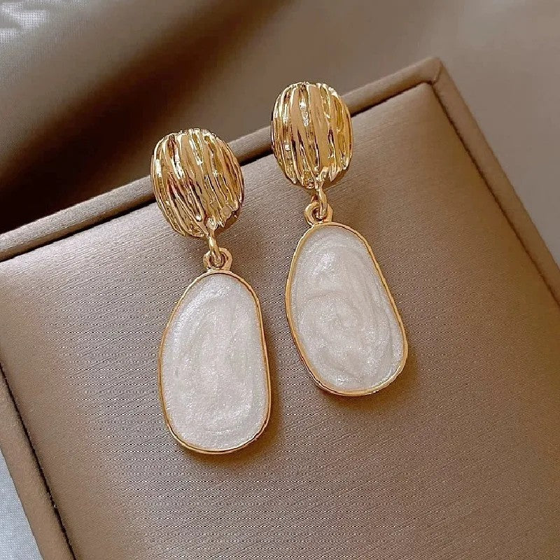 Textured Oval Drop Earrings