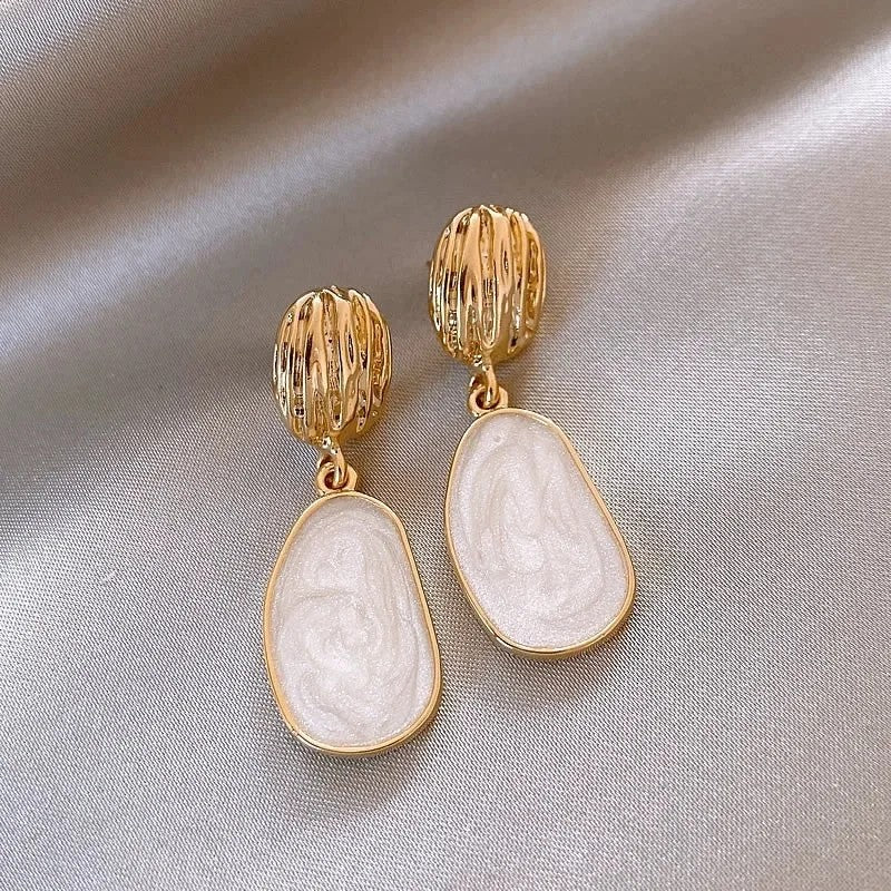Textured Oval Drop Earrings