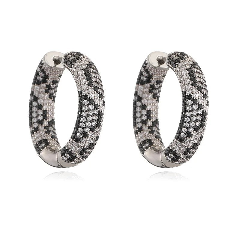 Paved Leopard Hoop Earrings