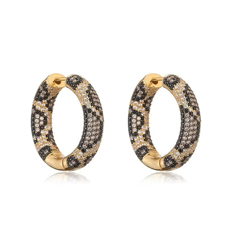 Paved Leopard Hoop Earrings