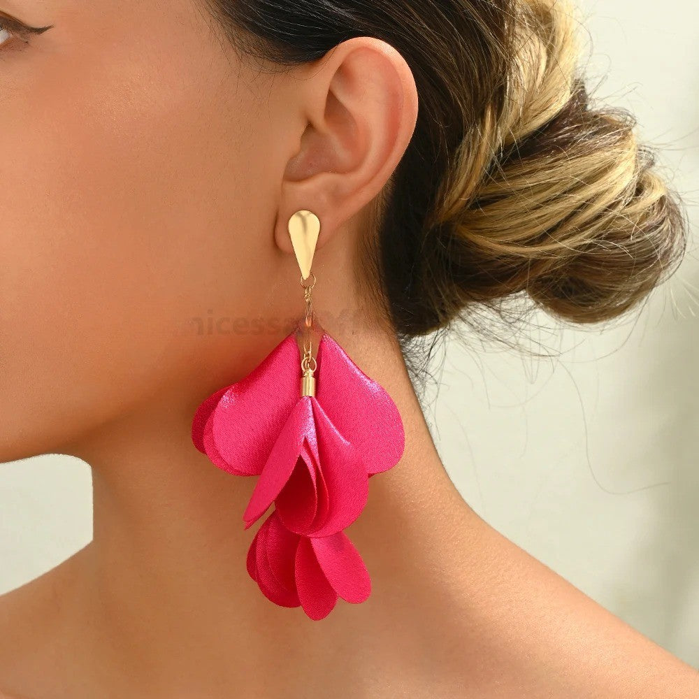 Leopard Petal Drop Earrings
