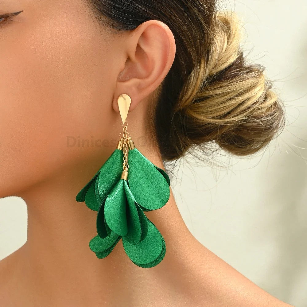 Leopard Petal Drop Earrings