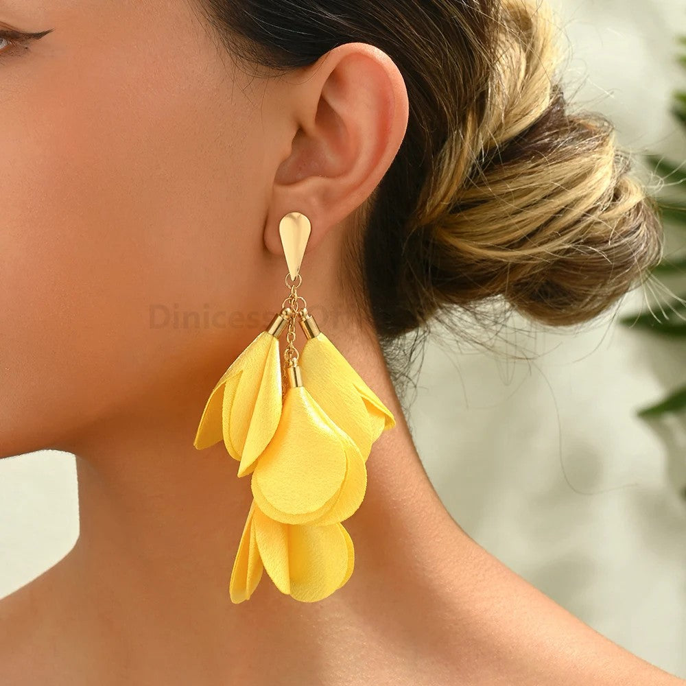 Leopard Petal Drop Earrings