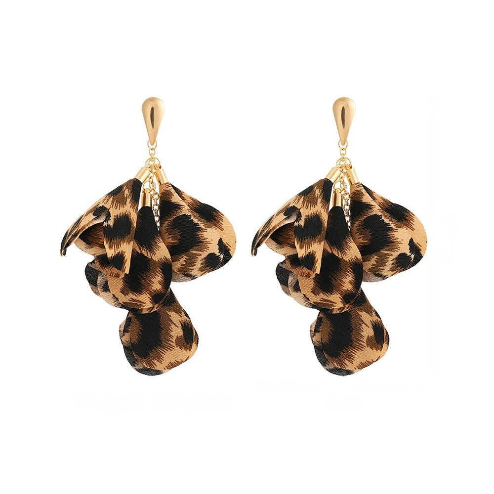 Leopard Petal Drop Earrings