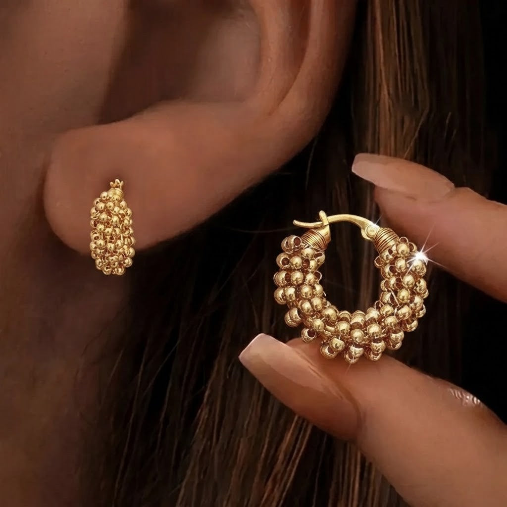 Cluster Bead Hoop Earrings