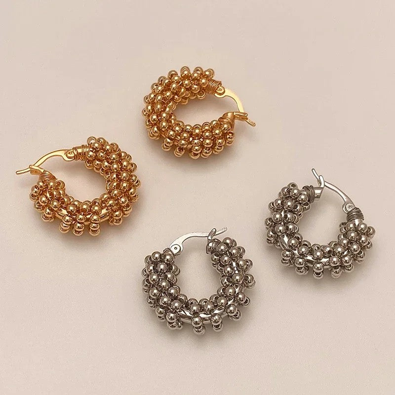 Cluster Bead Hoop Earrings