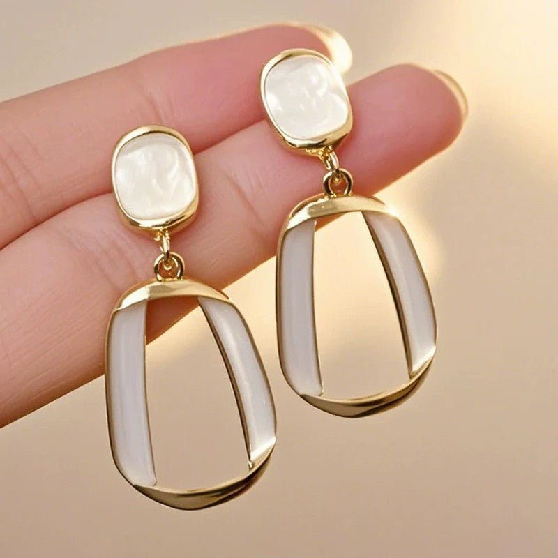 Red Geometric Drop Earrings