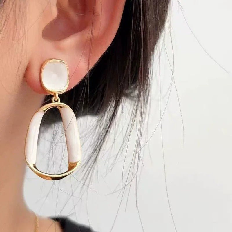 Red Geometric Drop Earrings