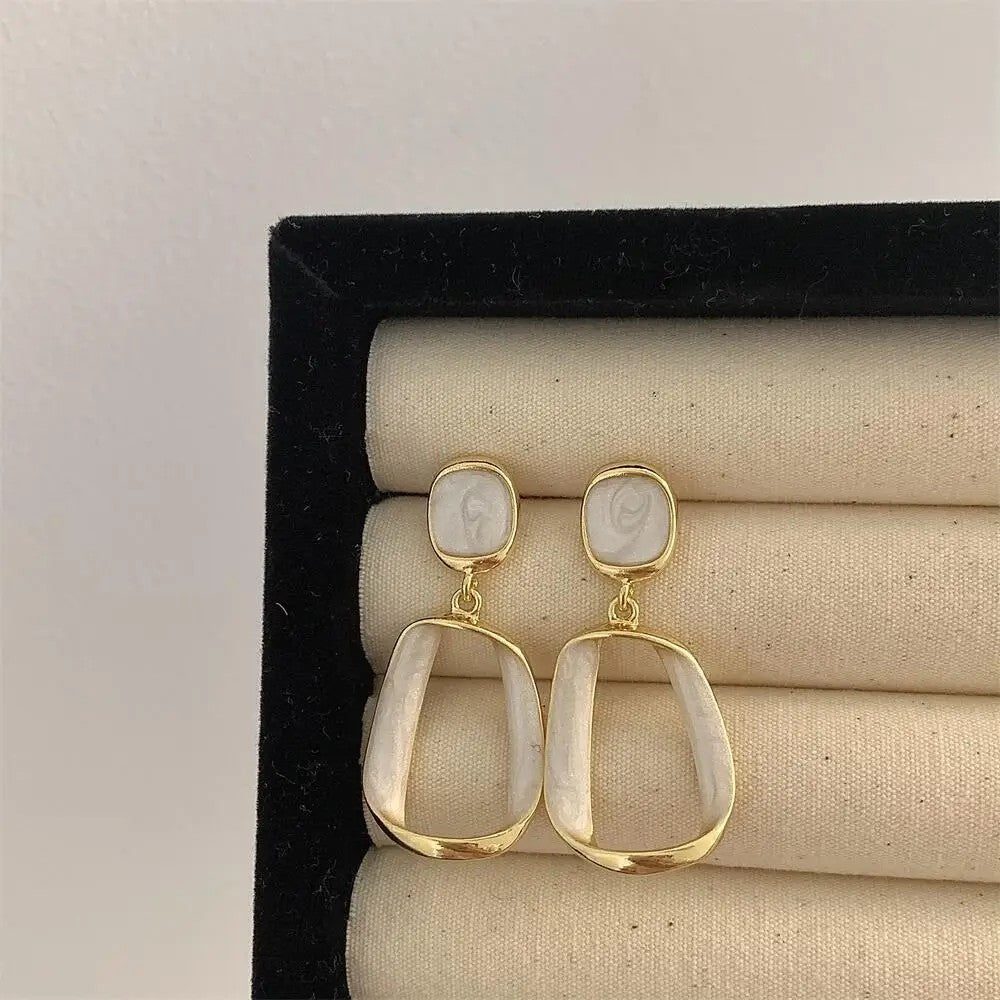 Red Geometric Drop Earrings