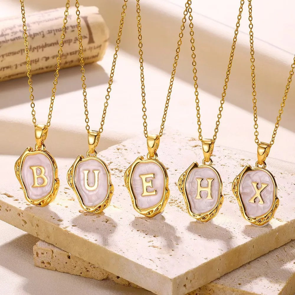 Organic Frame Initial Necklace