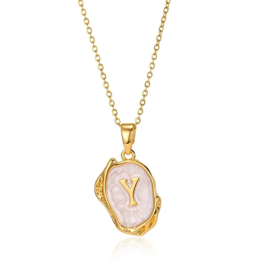 Organic Frame Initial Necklace