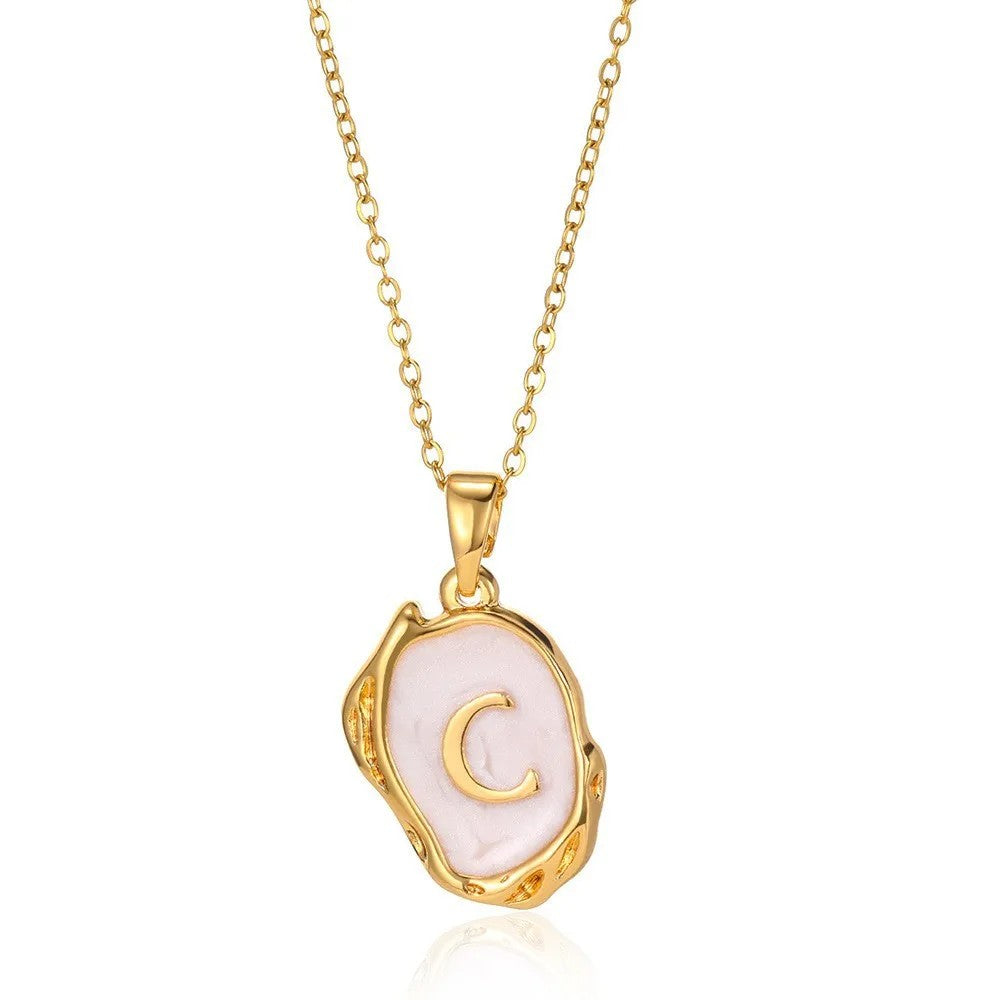 Organic Frame Initial Necklace