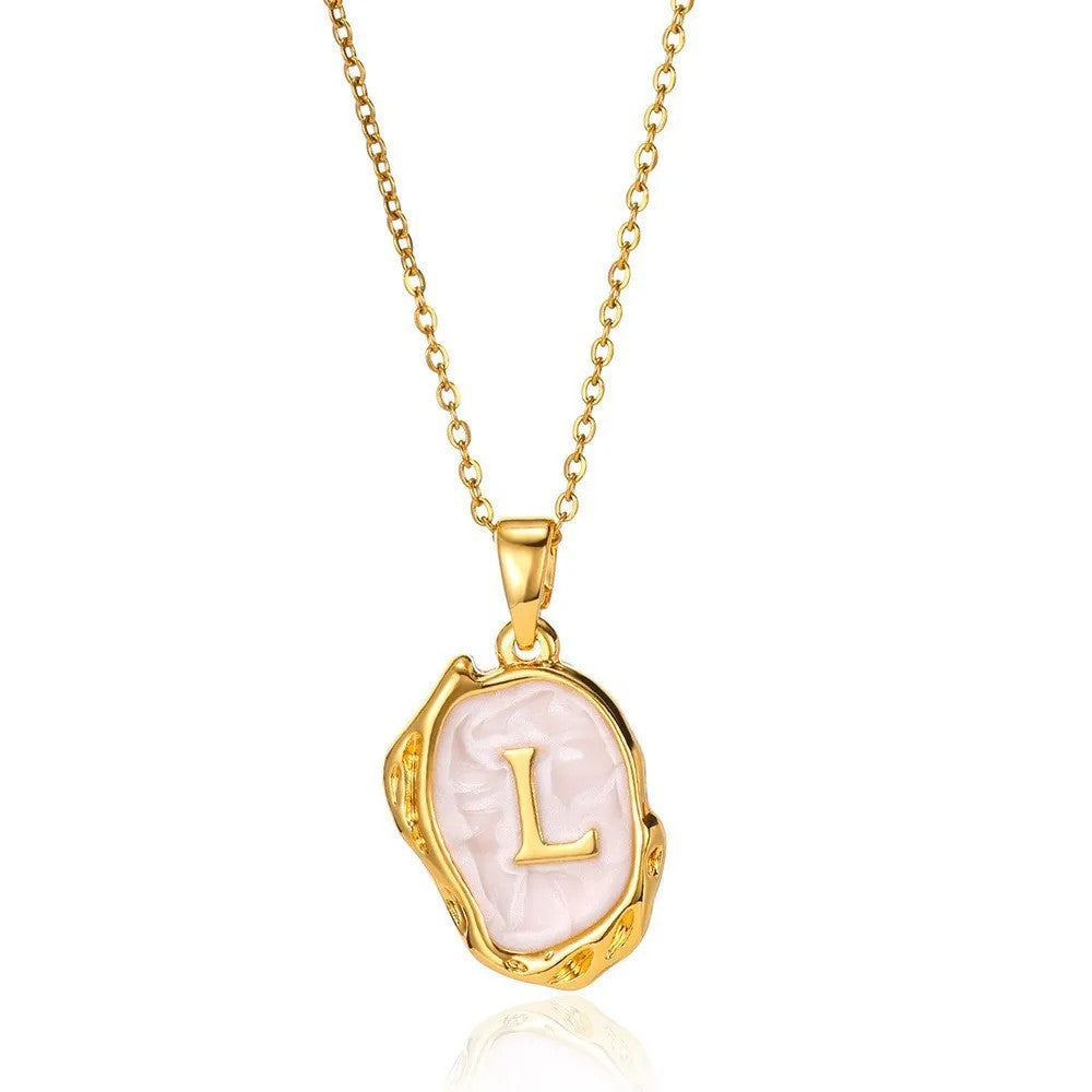 Organic Frame Initial Necklace