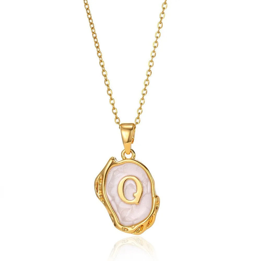 Organic Frame Initial Necklace