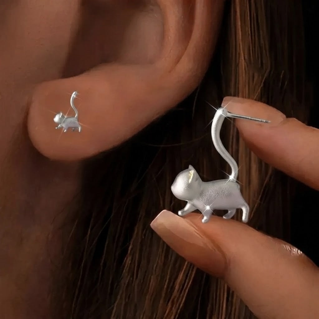 Walking Cat Stud Earrings