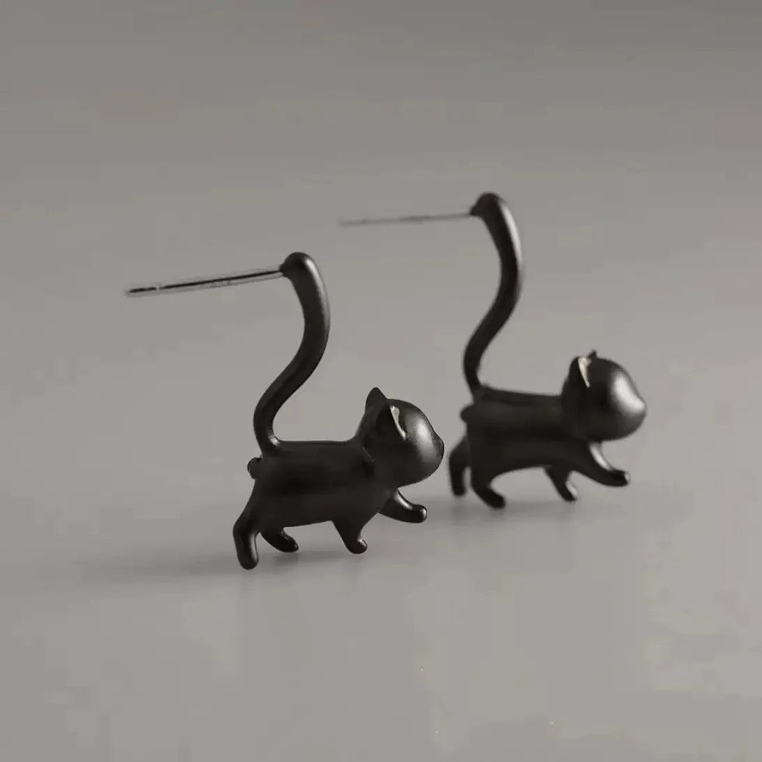 Walking Cat Stud Earrings