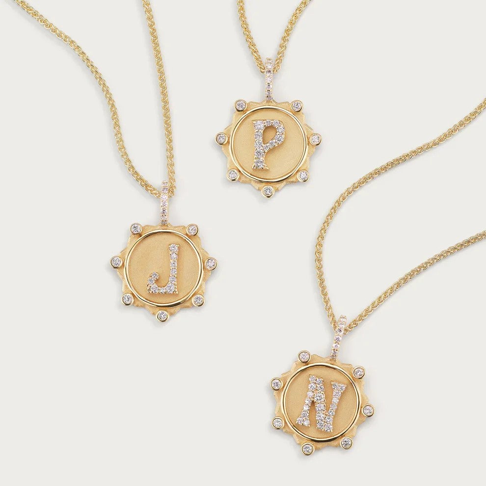 Crystal Initial Coin Necklace