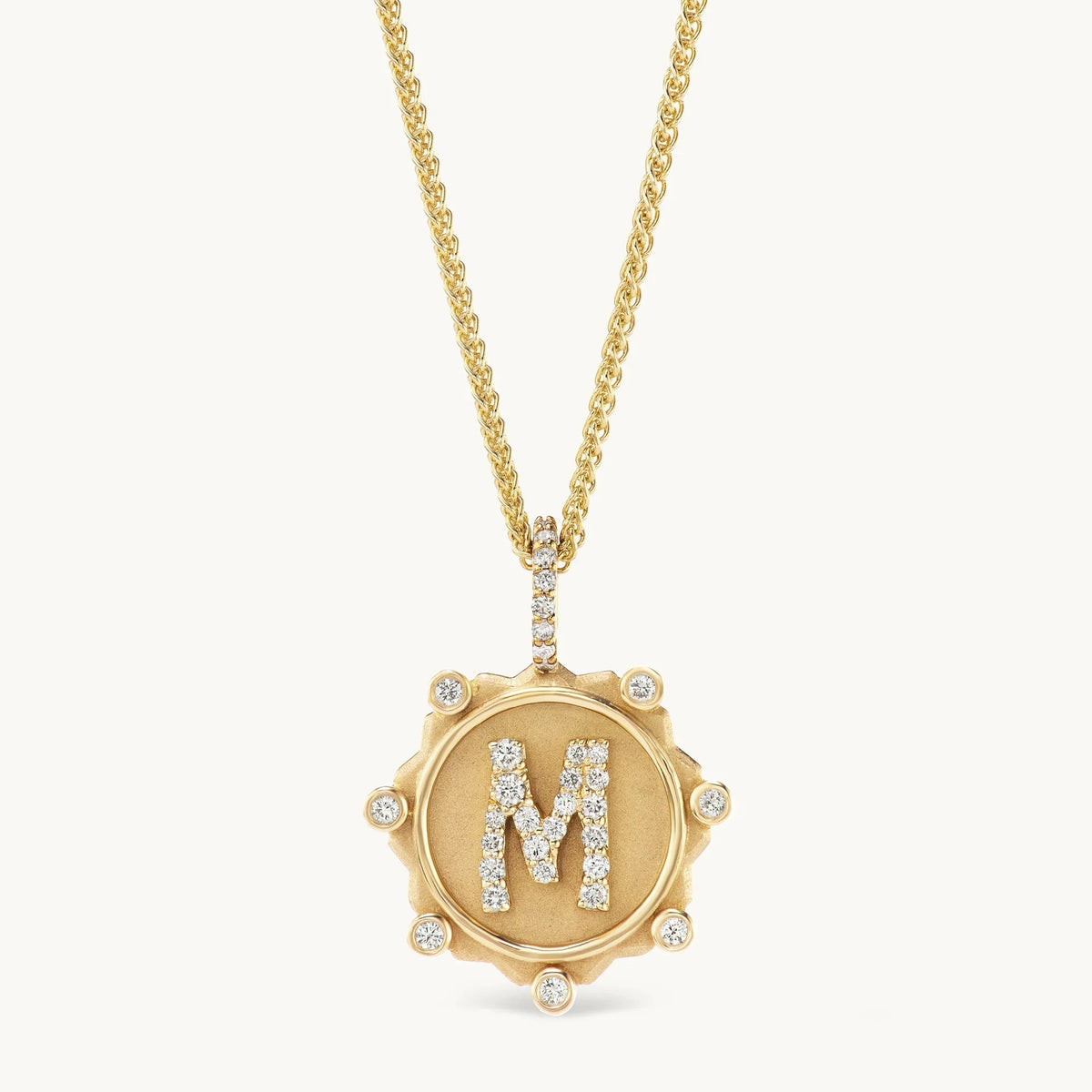Crystal Initial Coin Necklace