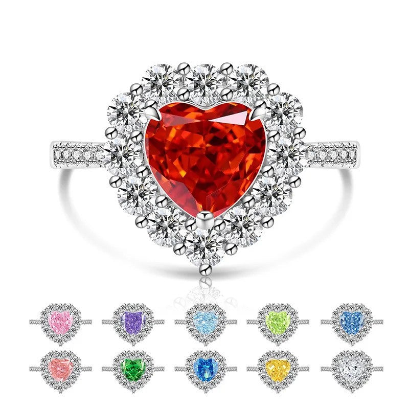 Heart Halo Crystal Ring