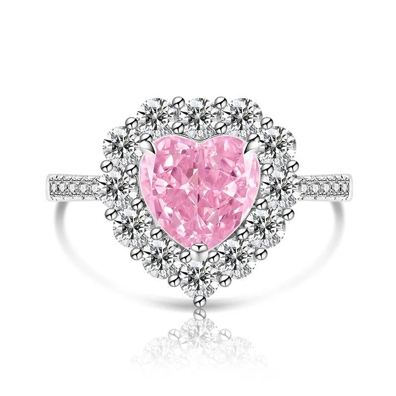 Heart Halo Crystal Ring