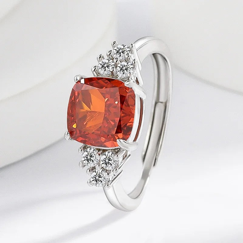 Green Cushion Zircon Statement Ring