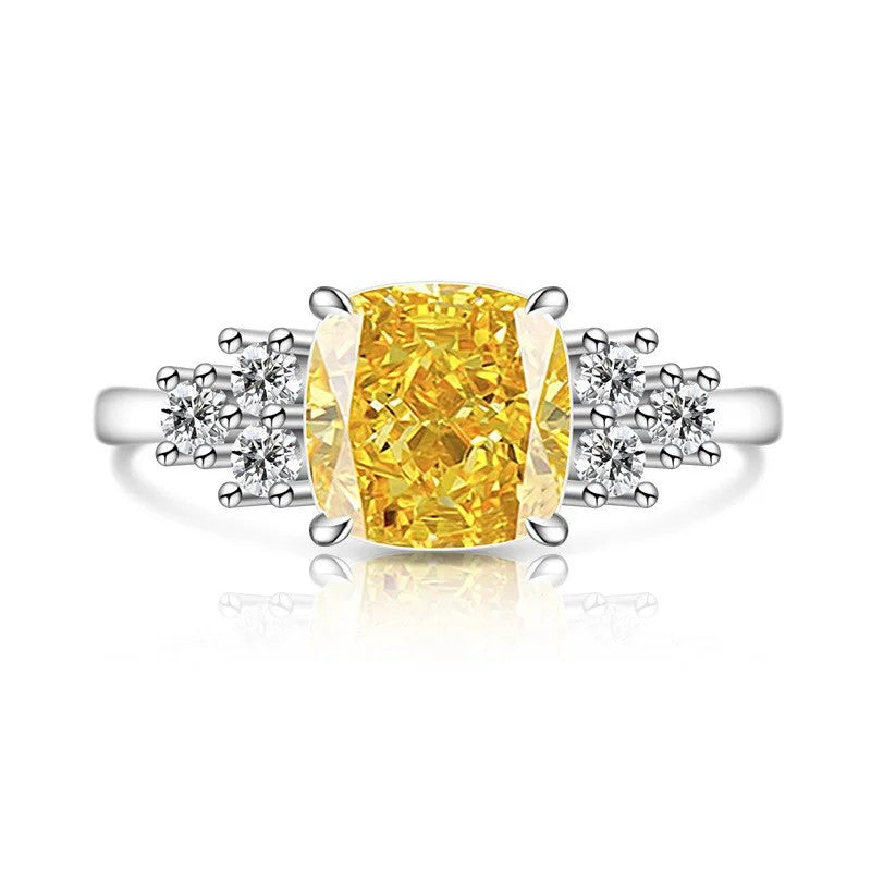 Green Cushion Zircon Statement Ring