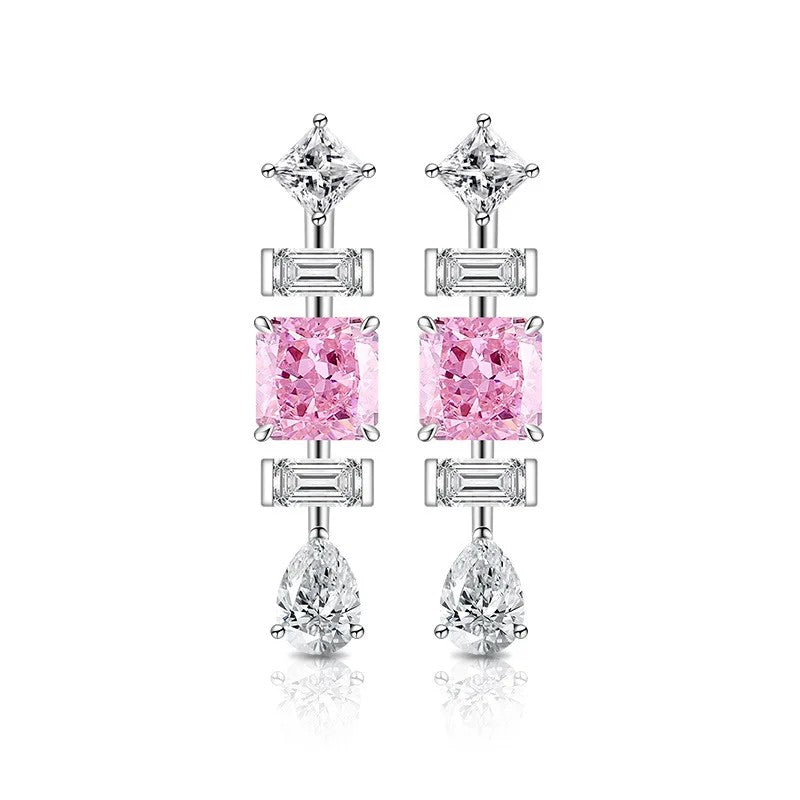 Triple Geometric Crystal Earrings