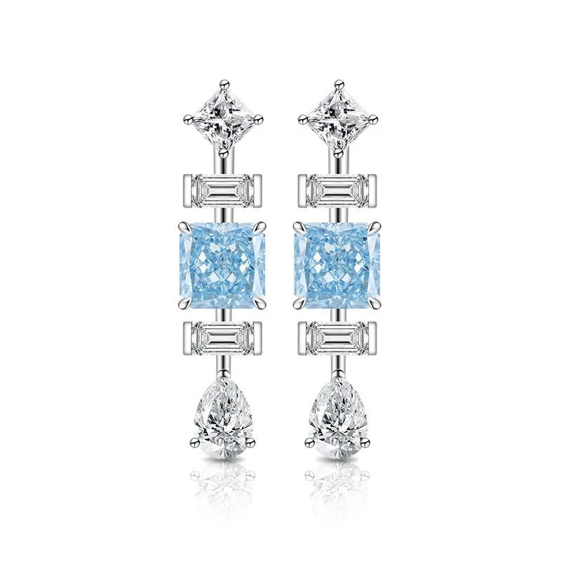 Triple Geometric Crystal Earrings
