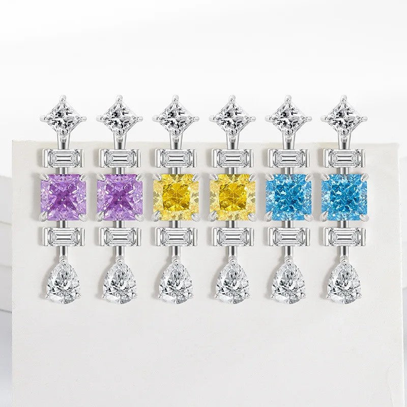 Triple Geometric Crystal Earrings