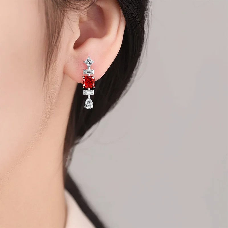 Triple Geometric Crystal Earrings