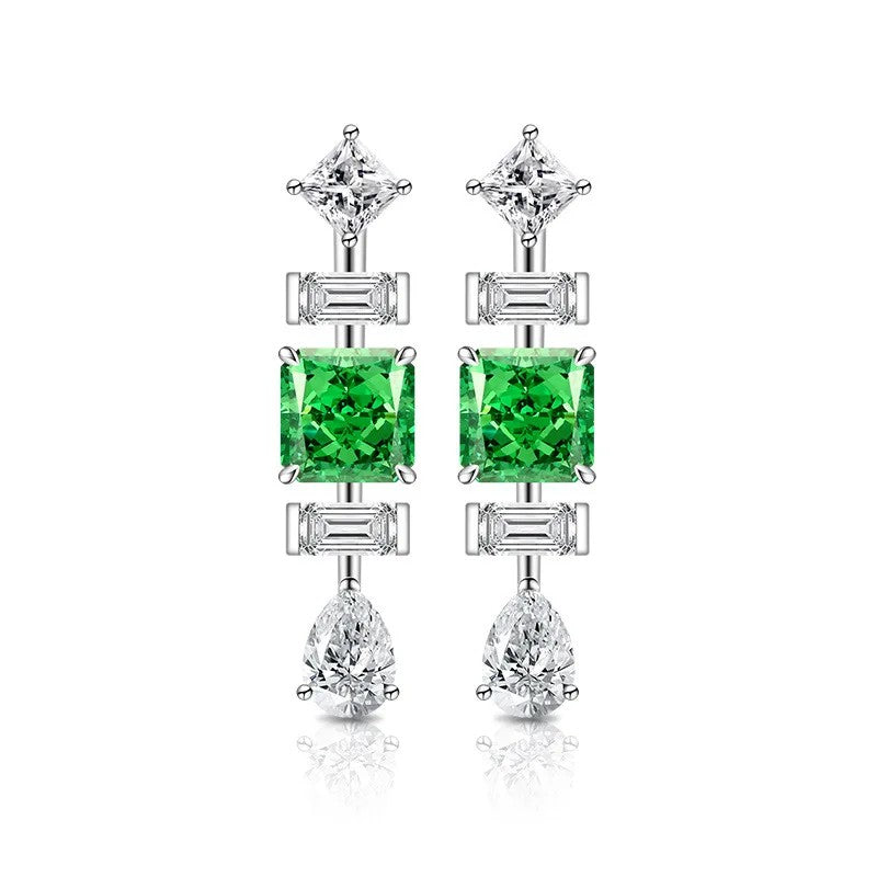Triple Geometric Crystal Earrings