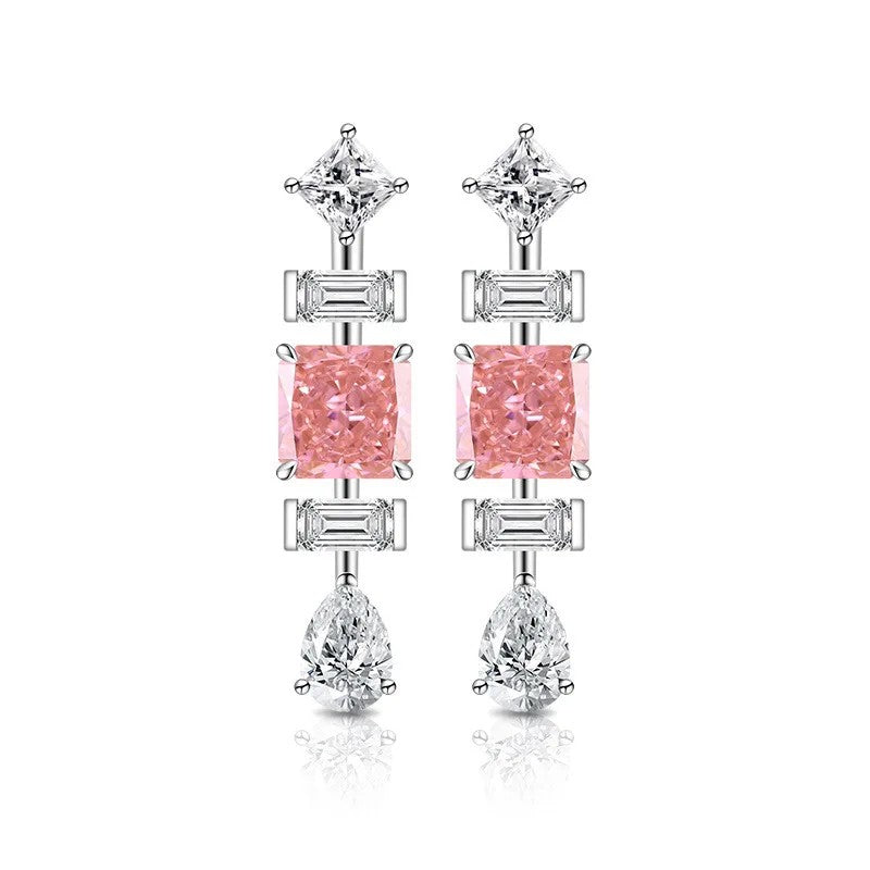 Triple Geometric Crystal Earrings