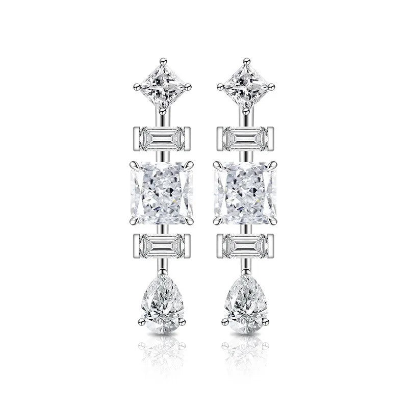 Triple Geometric Crystal Earrings