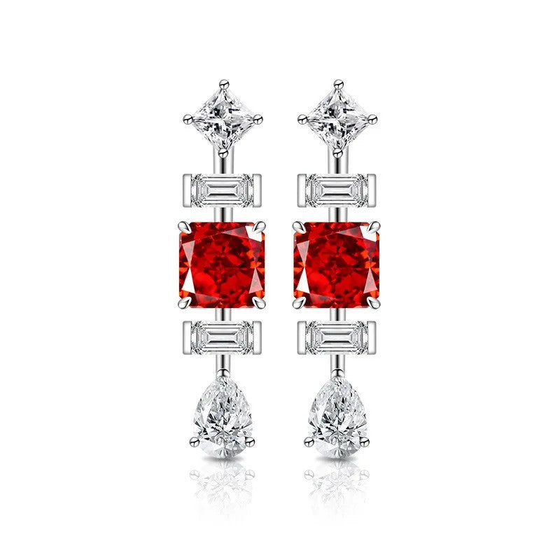 Triple Geometric Crystal Earrings