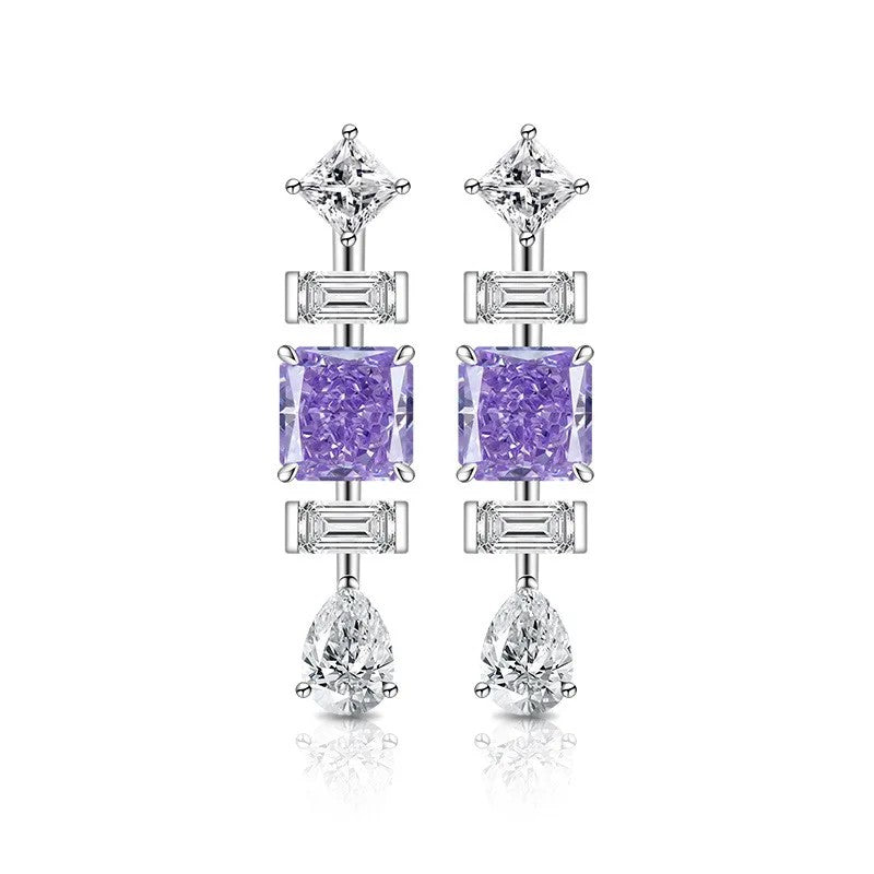 Triple Geometric Crystal Earrings