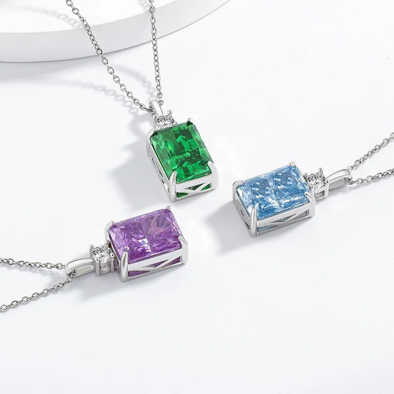 Emerald Cut Zircon Pendant Necklace