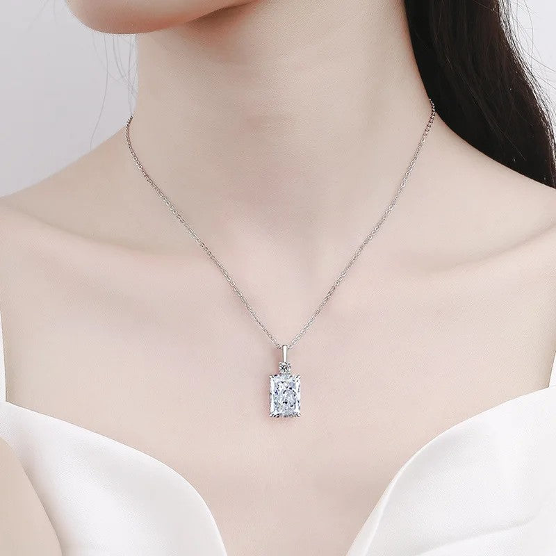 Emerald Cut Zircon Pendant Necklace