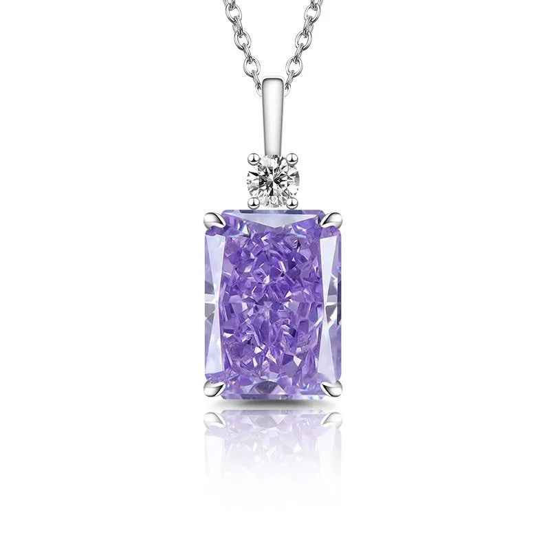 Emerald Cut Zircon Pendant Necklace