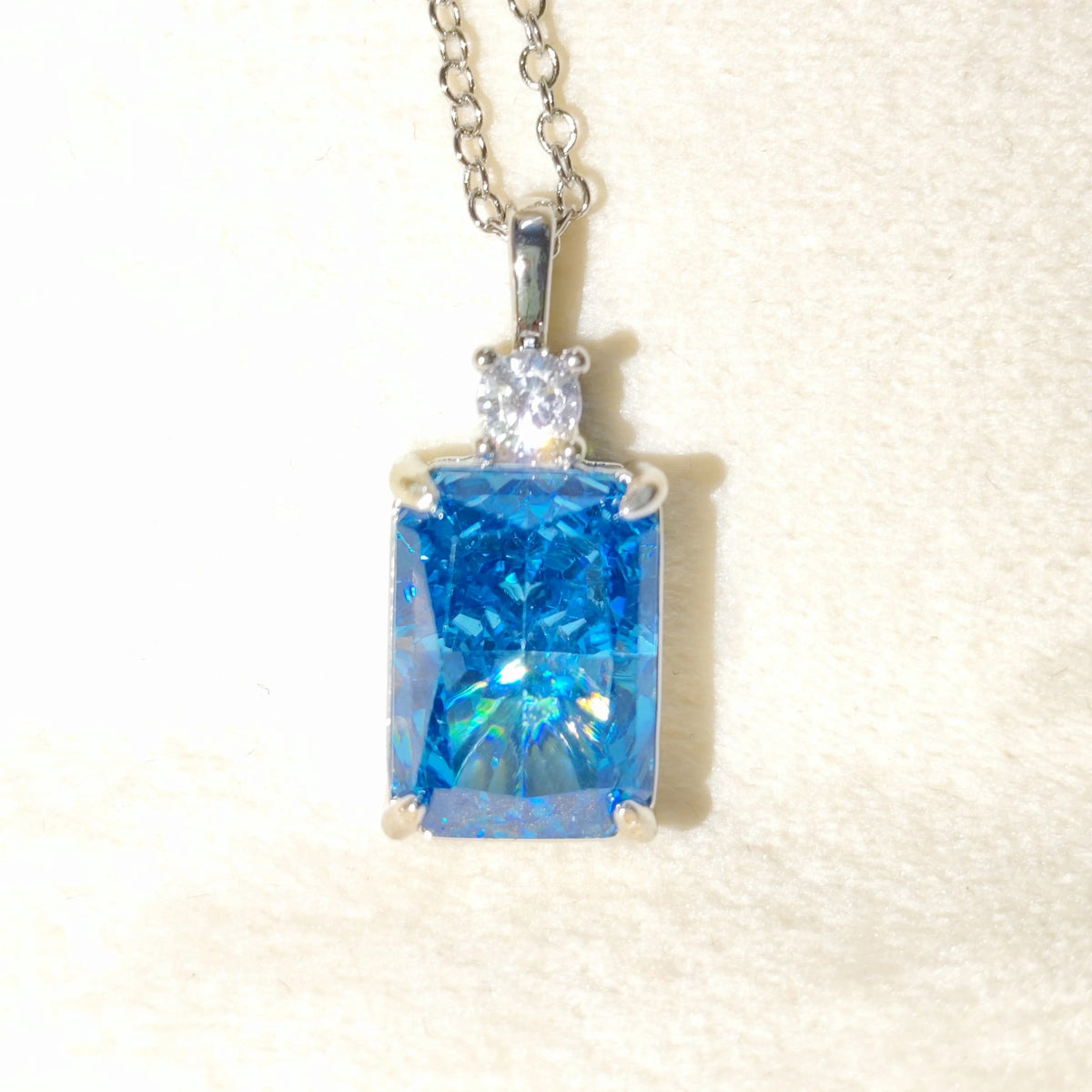 Emerald Cut Zircon Pendant Necklace