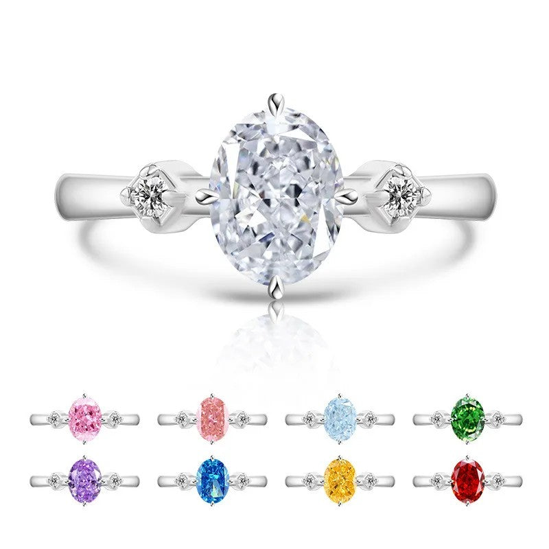 Oval Zircon Three-Stone Ring