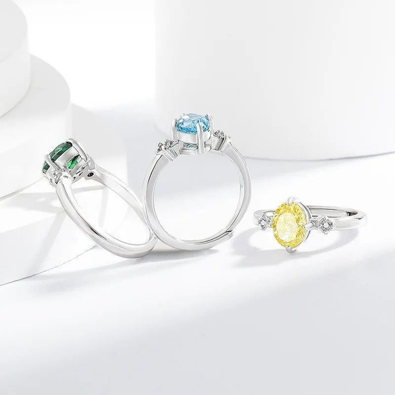 Oval Zircon Three-Stone Ring