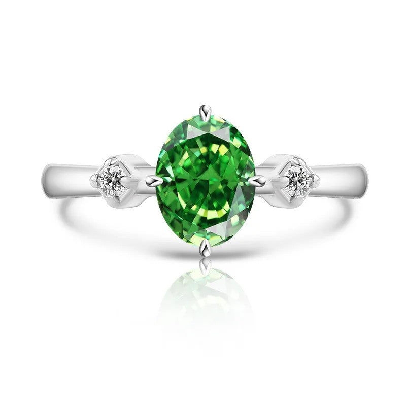 Oval Zircon Three-Stone Ring