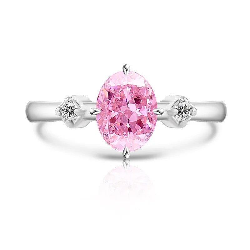 Oval Zircon Three-Stone Ring