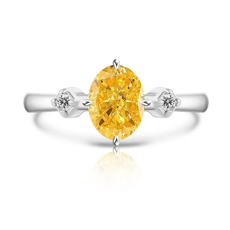 Oval Zircon Three-Stone Ring