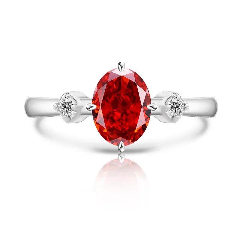 Oval Zircon Three-Stone Ring