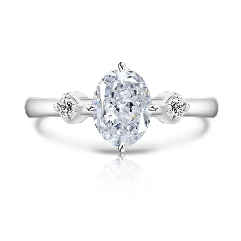 Oval Zircon Three-Stone Ring