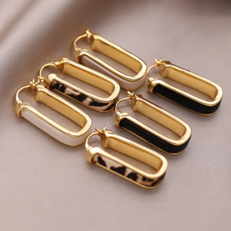 Leopard Geometric Hoop Earrings