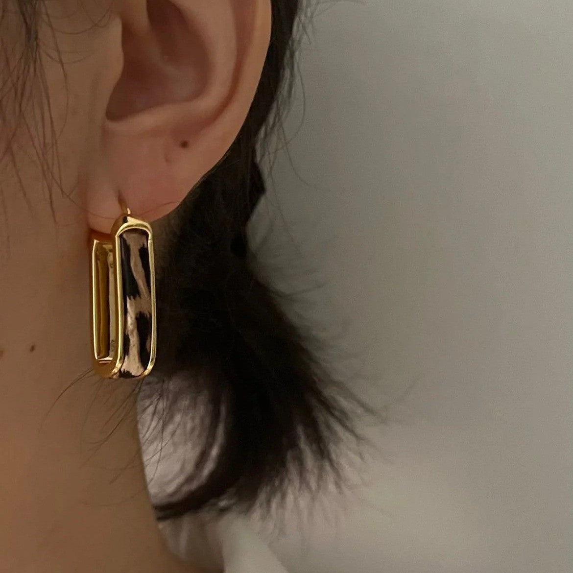 Leopard Geometric Hoop Earrings